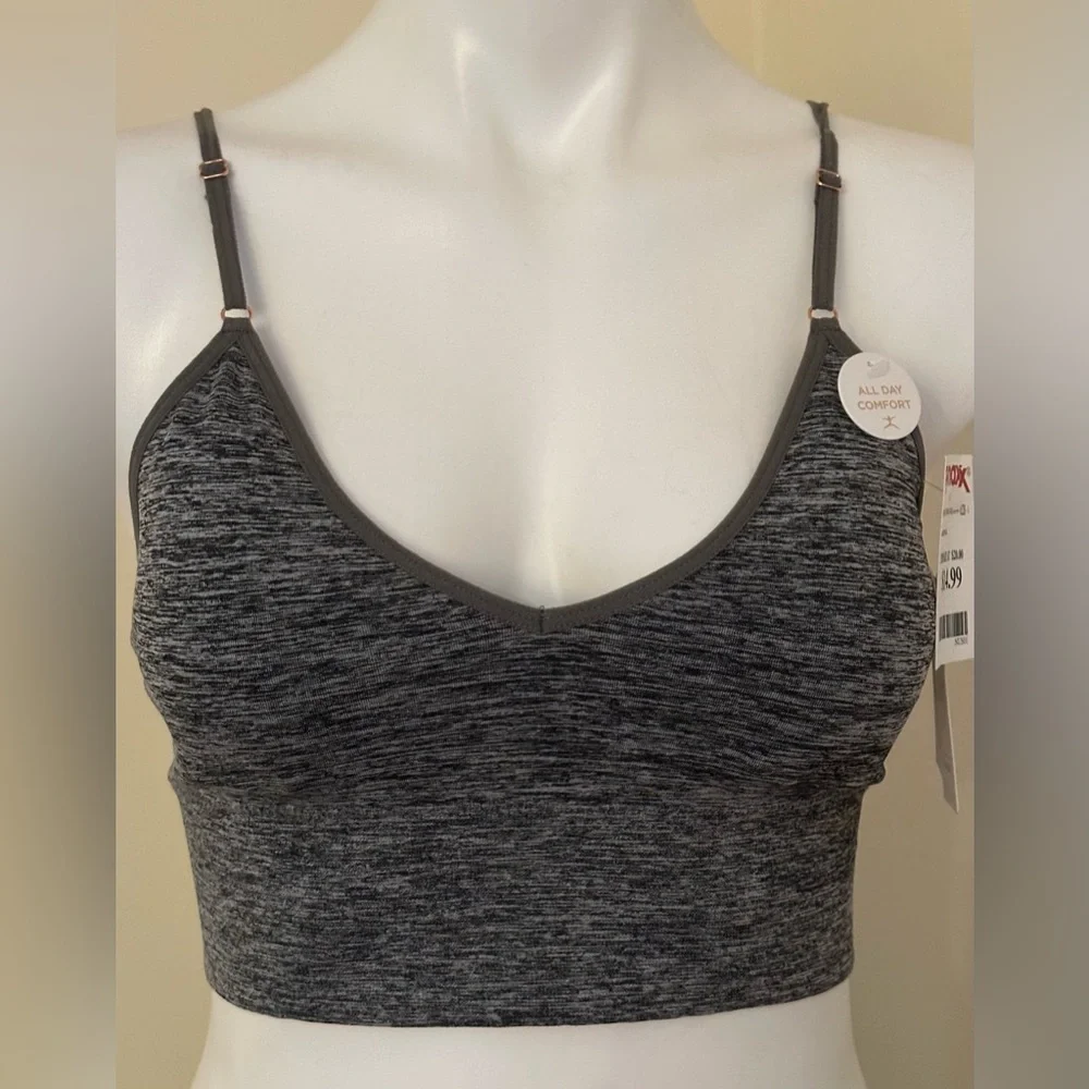 2 Danskin Pink & Gray Seamless Bralette V Back with Adjustable Straps Sz M - Picture 5 of 9